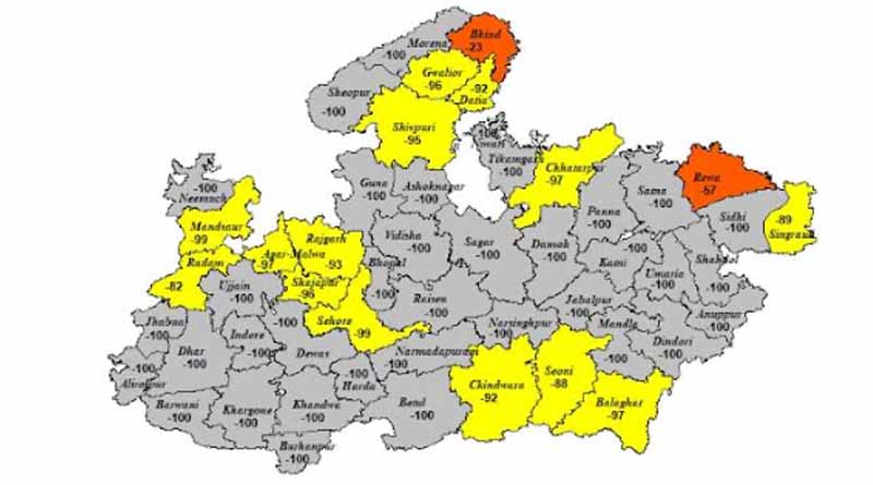 मध्यप्रदेश में वर्षा या बौछारें पड़ने की संभावना