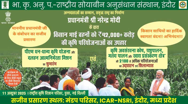 ‘दलहन आत्मनिर्भरता मिशन’ के शुभारंभ के वेबकास्ट का राष्ट्रीय सोयाबीन अनुसंधान संस्थान में आयोजन