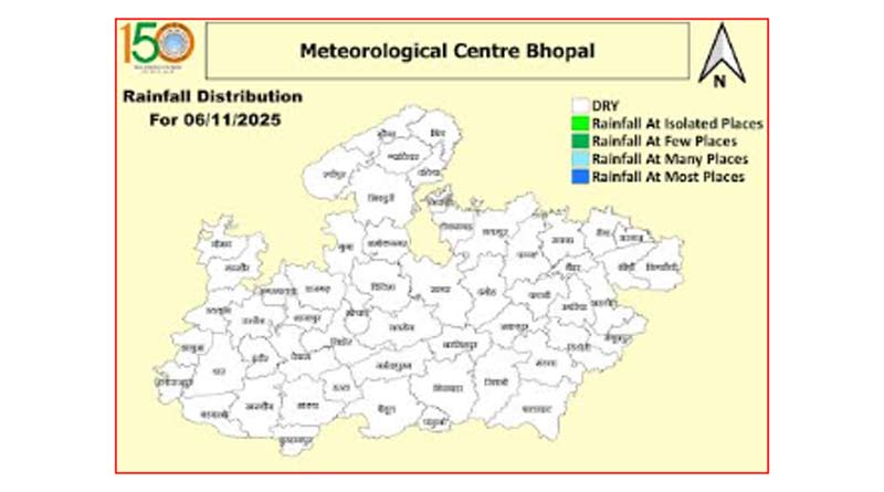 मध्यप्रदेश में मौसम शुष्क रहेगा