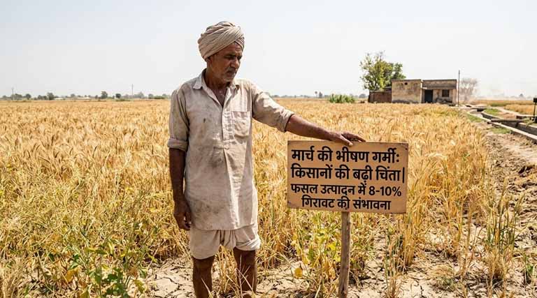 मार्च की गर्मी से बढ़ी किसानों की चिंता, फसल उत्पादन में 8–10% गिरावट की संभावना; वैज्ञानिकों ने बताए बचाव के उपाय