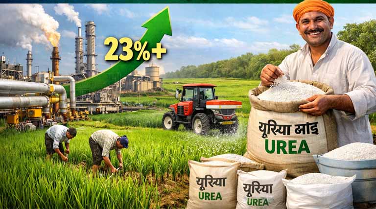 गैस आपूर्ति बढ़ने से यूरिया उत्पादन में 23% का बड़ा उछाल , खरीफ 2026 में नहीं होगी खाद की कमी