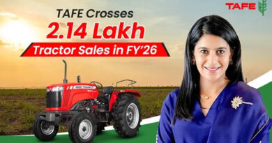 ट्रैक्टर्स एंड फार्म इक्विपमेंट लिमिटेड ने वित्त वर्ष 2025-26 में 2,14,951 ट्रैक्टर बिक्री दर्ज की, मार्च में 37.4 प्रतिशत वृद्धि