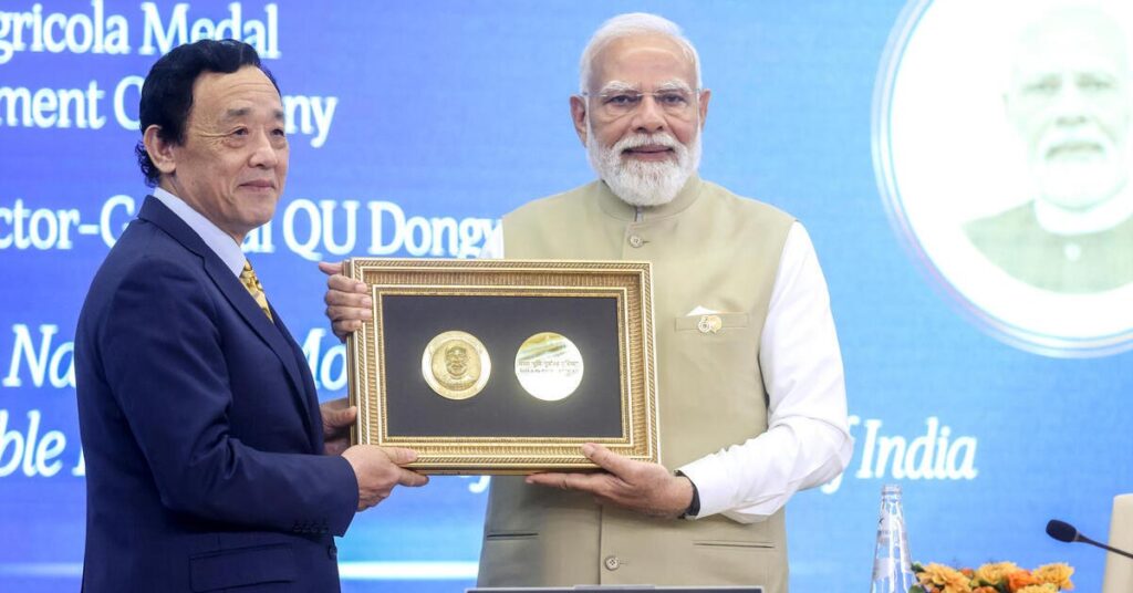 एफएओ ने प्रधानमंत्री नरेंद्र मोदी को प्रतिष्ठित एग्रीकोला मेडल से सम्मानित किया