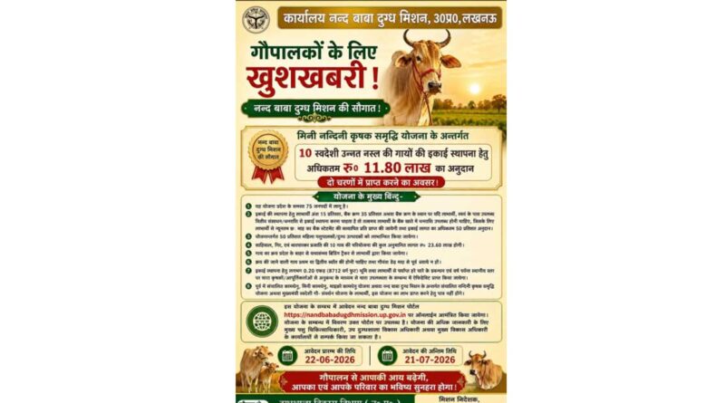 किसानों के लिए खुशखबरी: डेयरी खोलने पर मिलेगी ₹11.80 लाख की सब्सिडी, 21 जुलाई तक करें आवेदन