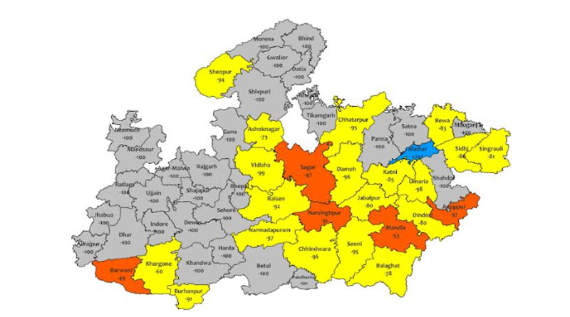 मध्यप्रदेश के अधिकांश जिलों में सामान्य वर्षा की संभावना