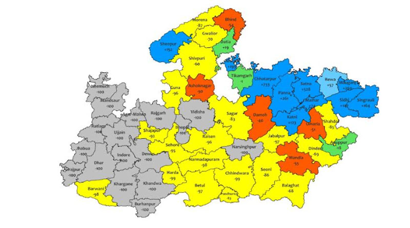 मध्यप्रदेश के 5 जिलों में भारी वर्षा एवं शेष जिलों में सामान्य वर्षा की संभावना