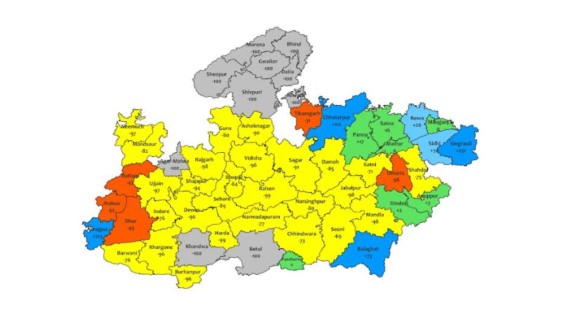 सीधी जिले में अत्यधिक भारी वर्षा एवं सतना जिले में अति भारी वर्षा की चेतावनी