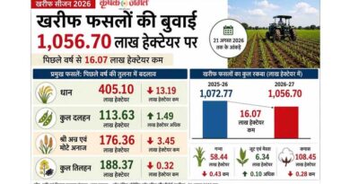 खरीफ फसलों की बुवाई 1,056.70 लाख हेक्टेयर पर, धान का रकबा 13.19 लाख हेक्टेयर घटा