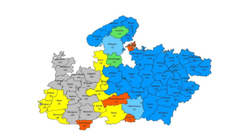 दमोह और टीकमगढ़ जिलों में अत्यधिक वर्षा का रेड अलर्ट जारी