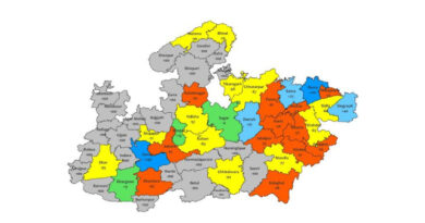 मध्यप्रदेश के सात जिलों में अनेक स्थानों पर वर्षा की संभावना